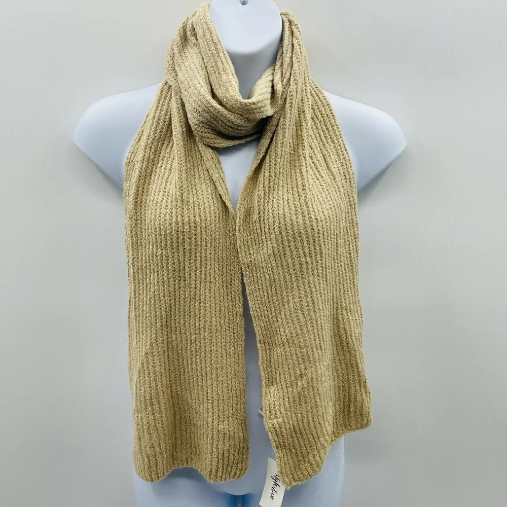 Style‎ & Co Womens One Size Ribbed Solid Scarf With Lurex Thread Camel Tan $25